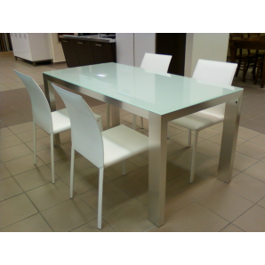 ALU asztal briliáns 100x50mm-es profilú lábakkal, üveg asztallappal