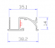 P33 profile with flange for cabinet, wardrobe (embedded profile) - drawing